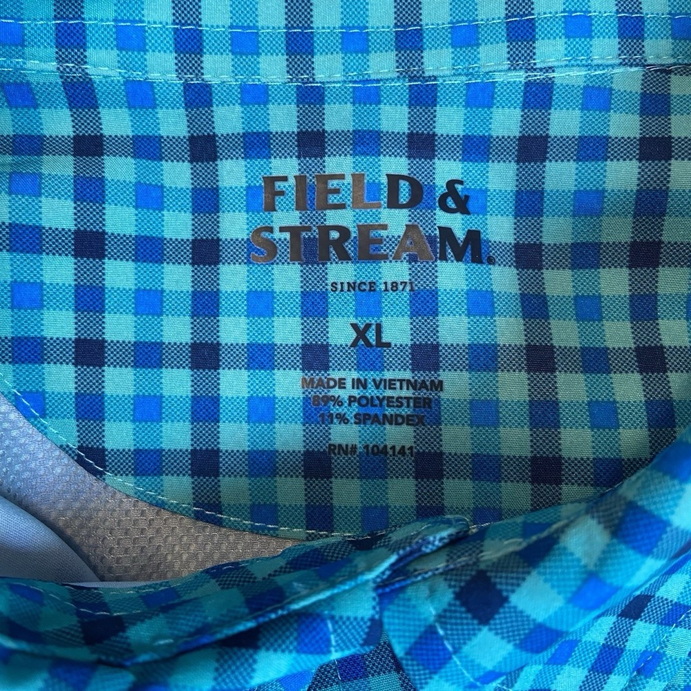 Field & Stream Fishing Shirt Mens XL Green/Blue Vented Button Up Shirt - Picture 7 of 9